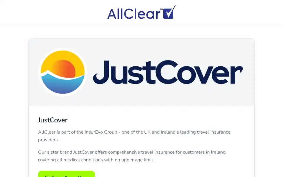 Screenshot of allcleartravel.ie