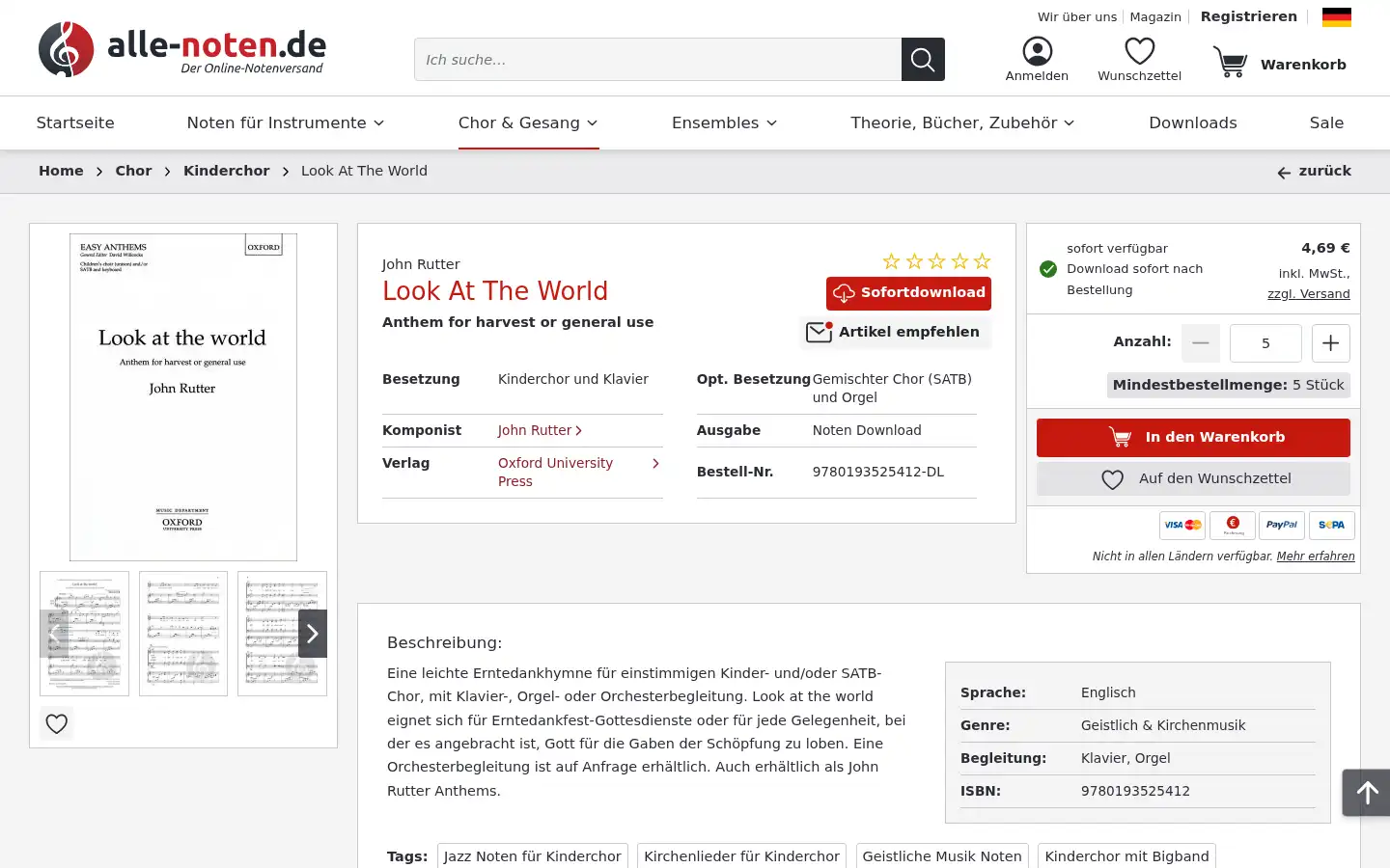 Screenshot of alle-noten.de