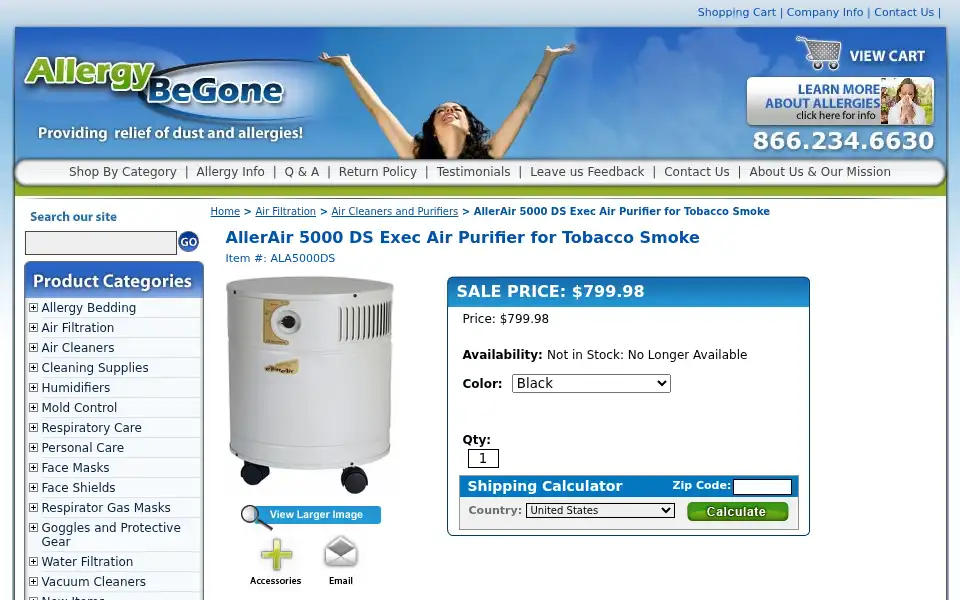 Screenshot of allergybegone.com