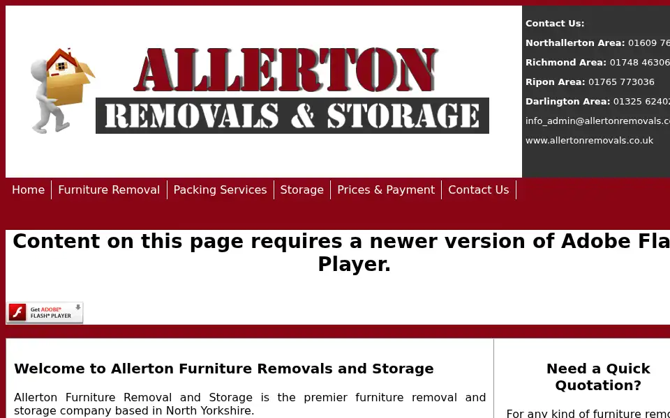 Screenshot of allertonremovals.co.uk