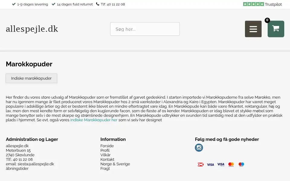 Screenshot of allespejle.dk