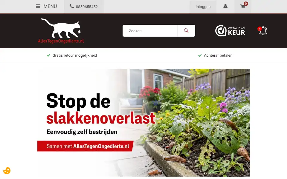 Screenshot of allestegenongedierte.nl