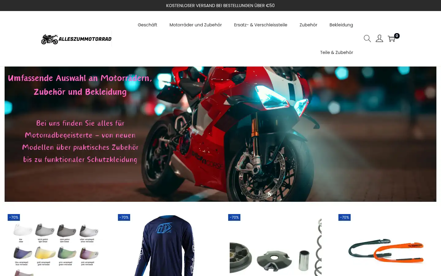 Screenshot of alleszummotorrad.com