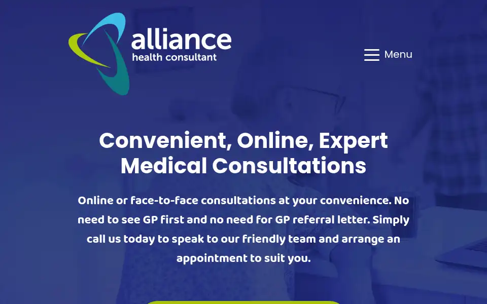 Screenshot of alliancehealthconsultant.co.uk