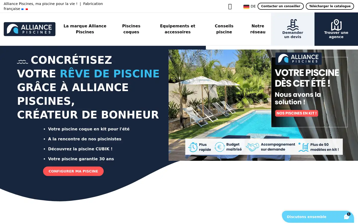 Screenshot of alliancepiscines.com
