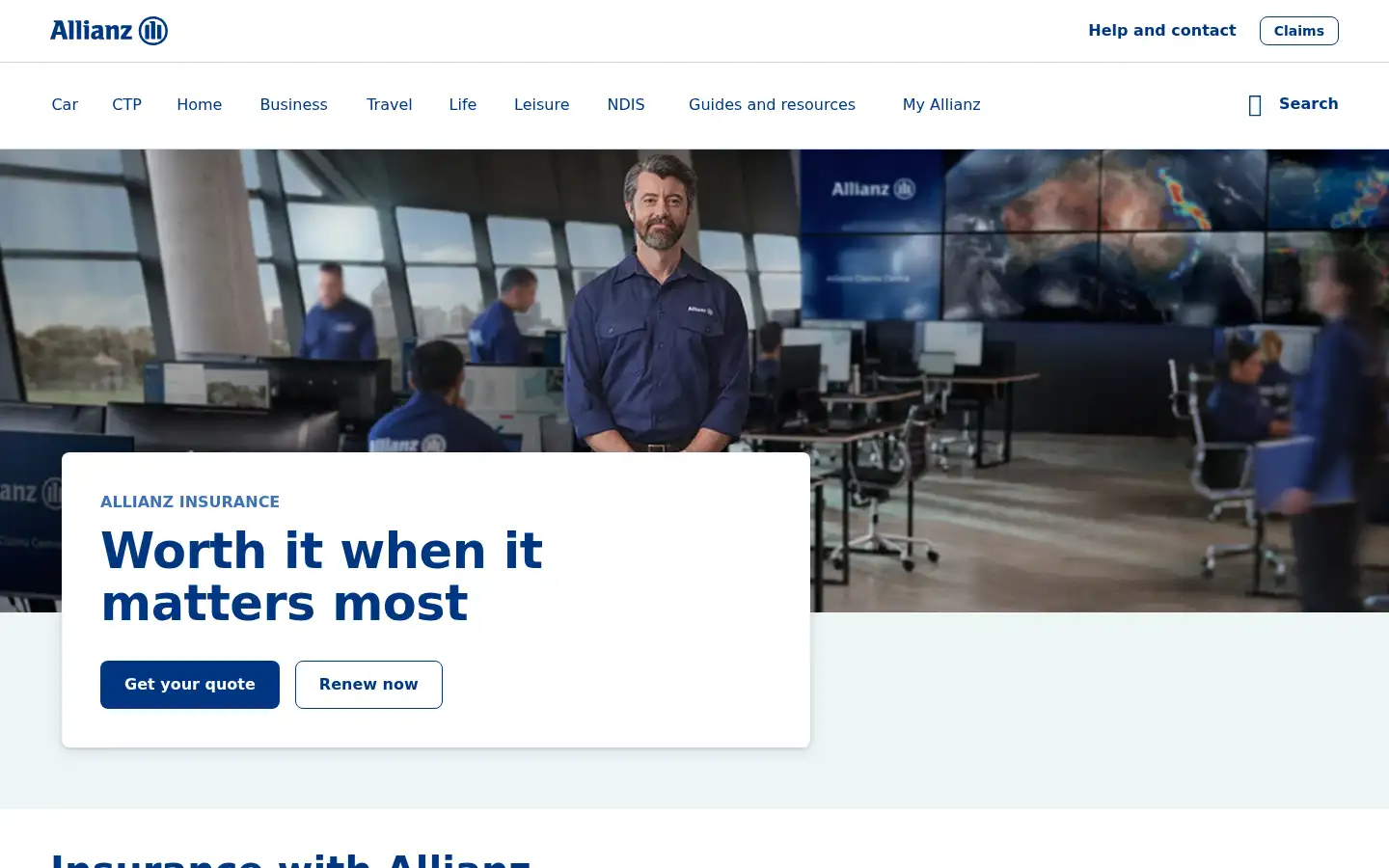 Screenshot of allianz.com.au