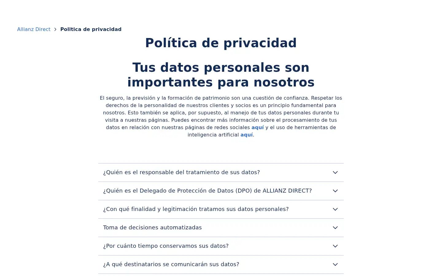 Screenshot of allianzdirect.es