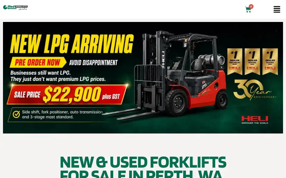 Screenshot of alliedforklifts.com.au