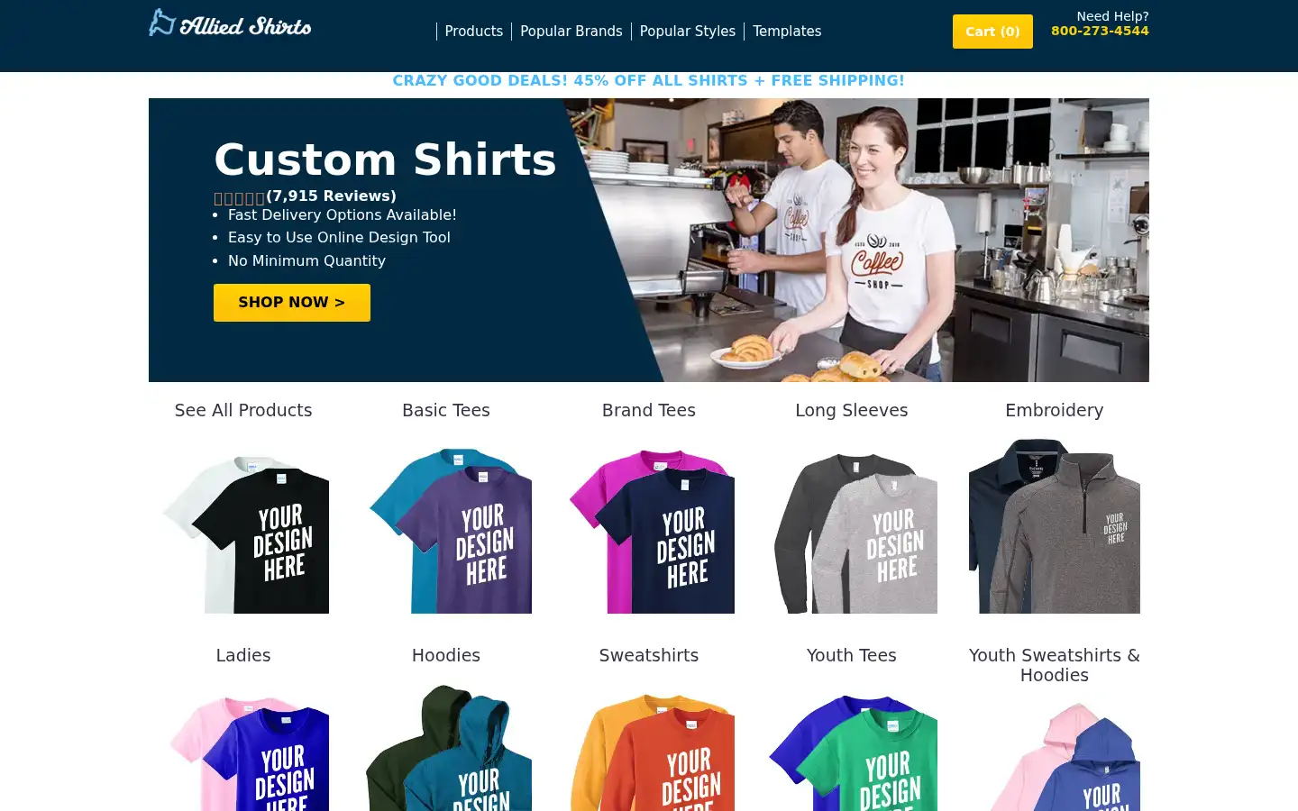 Screenshot of alliedshirts.com