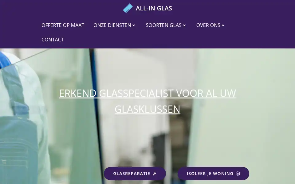 Screenshot of allinglas.nl