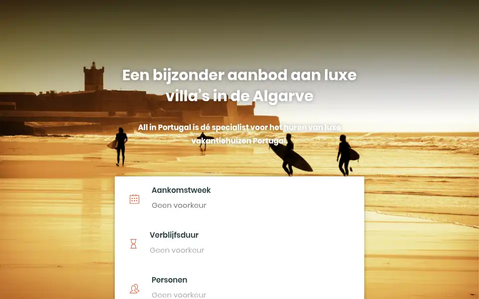 Screenshot of allinportugal.nl