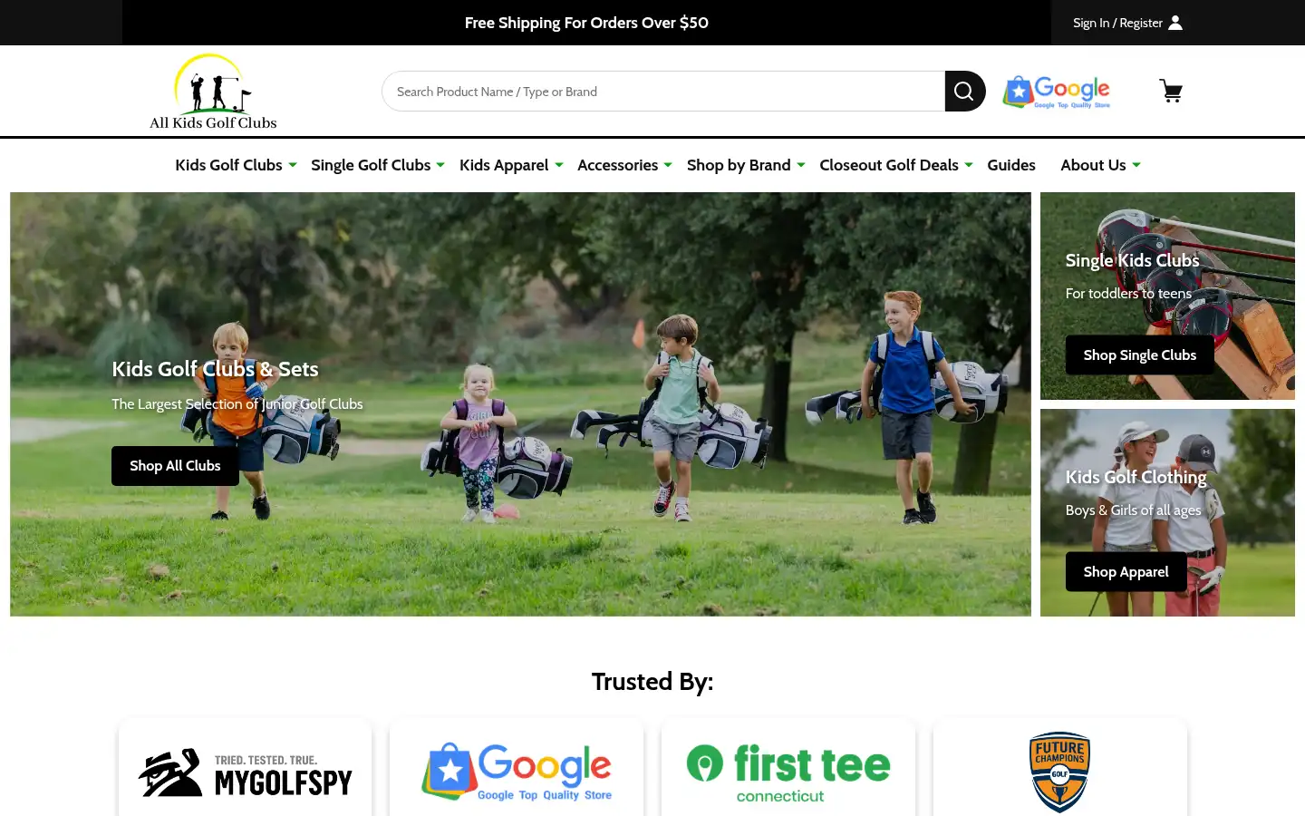 Screenshot of allkidsgolfclubs.com