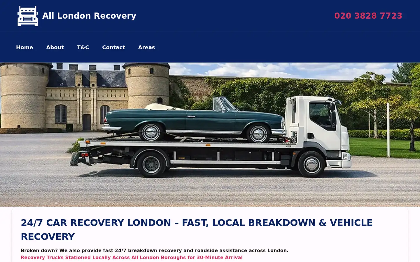Screenshot of alllondonrecovery.co.uk