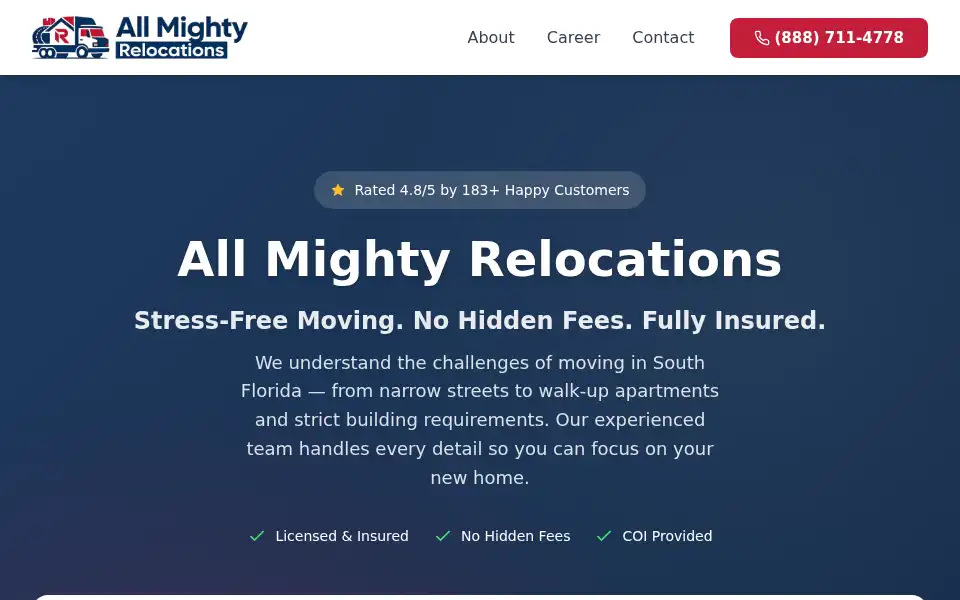 Screenshot of allmightyrelocation.com