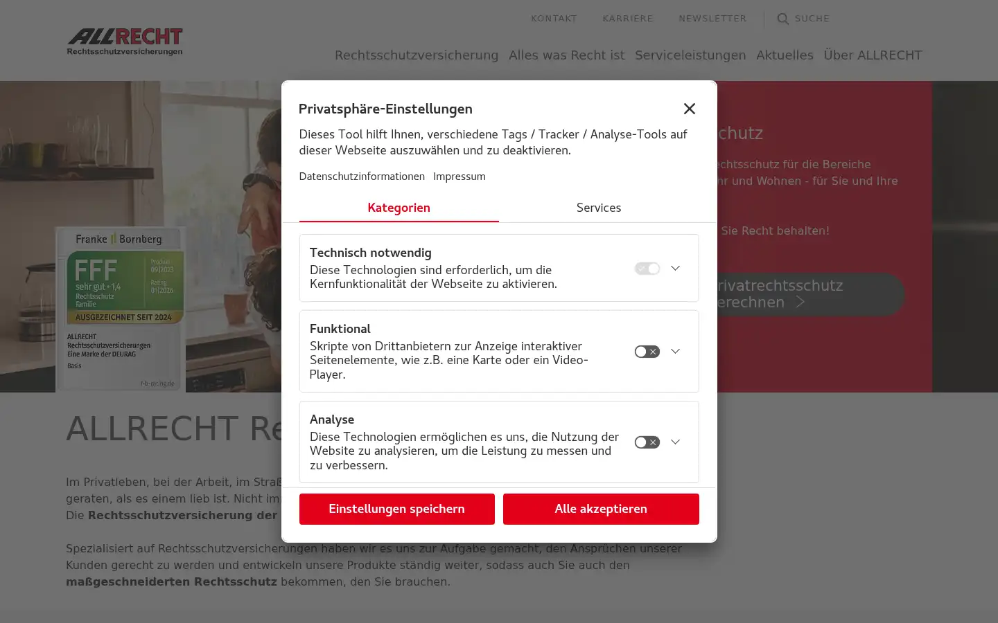 Screenshot of allrecht.de