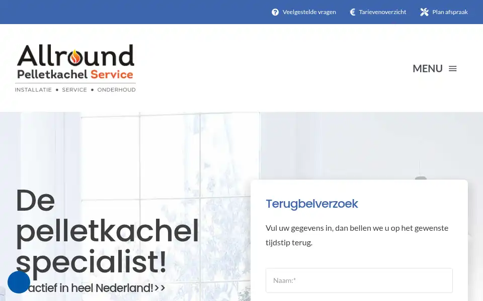 Screenshot of allroundpelletkachelservice.nl