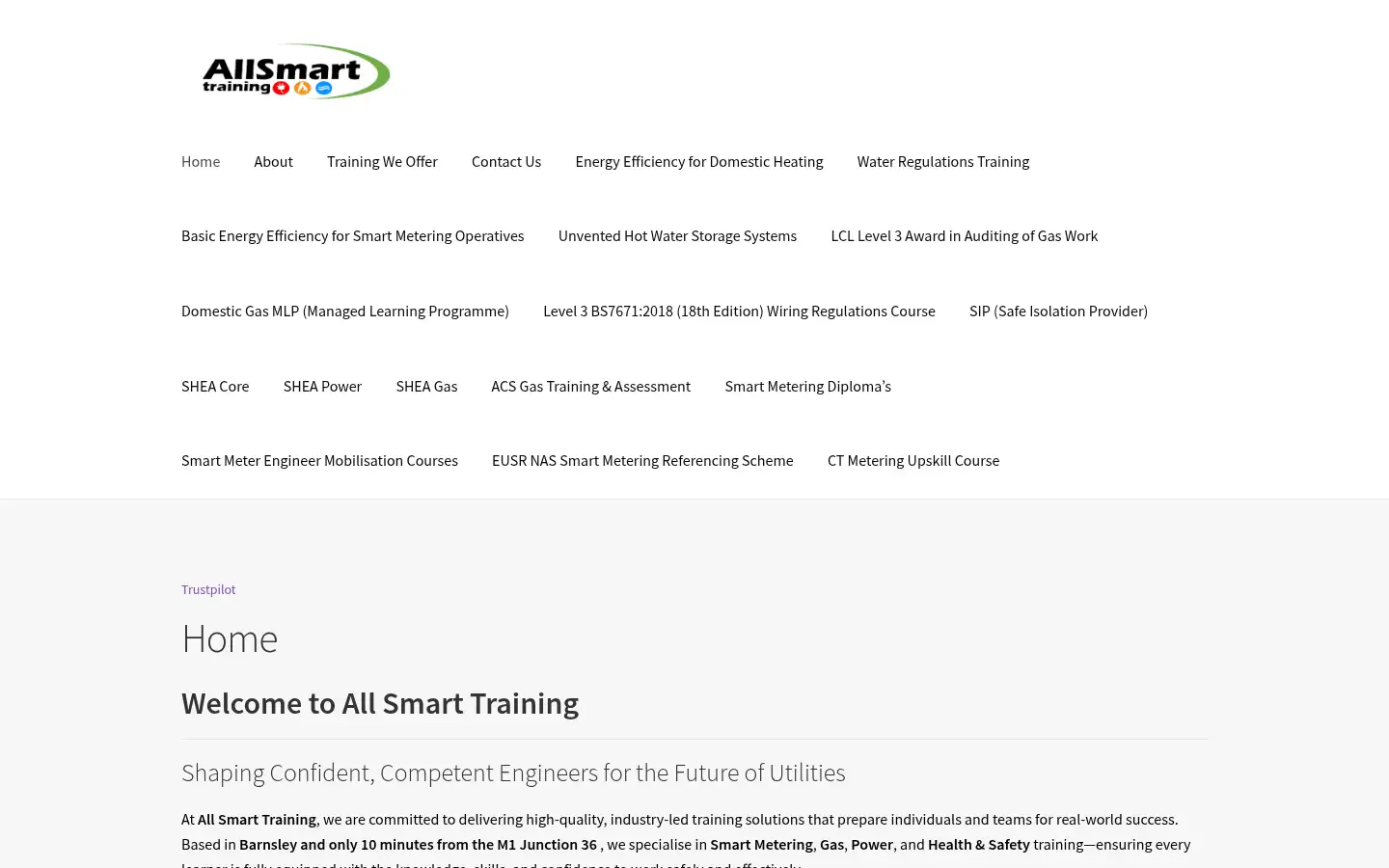 Screenshot of allsmarttraining.co.uk