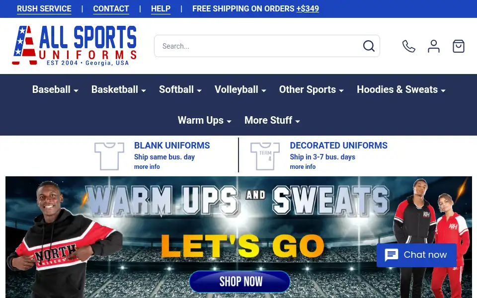 Screenshot of allsportsuniforms.net