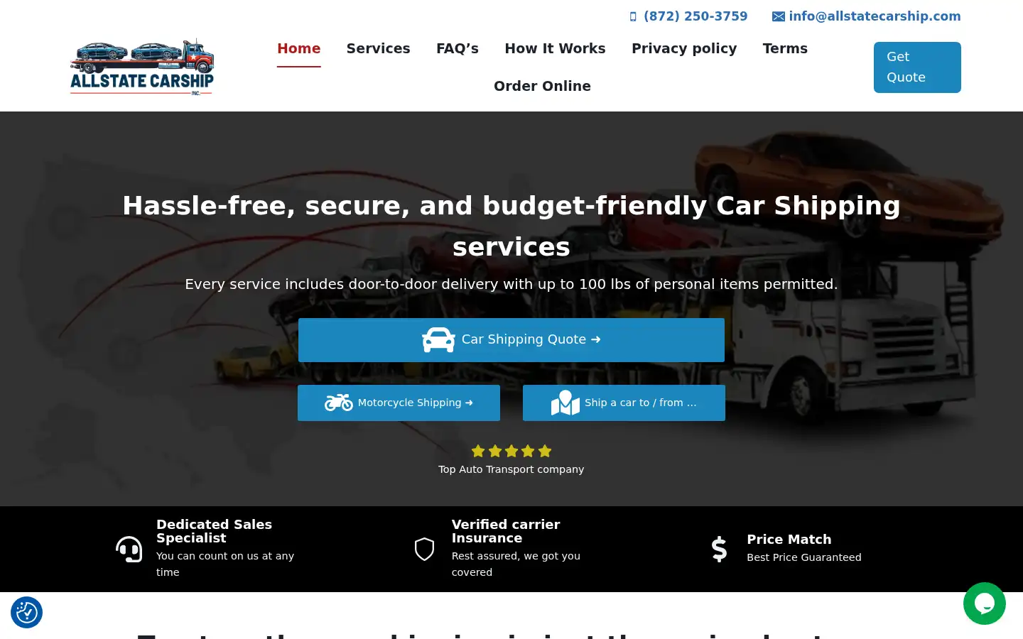 Screenshot of allstatecarship.com