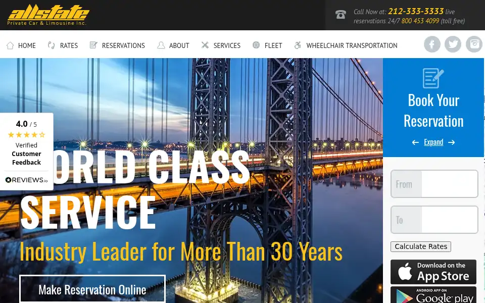 Screenshot of allstatelimo.com