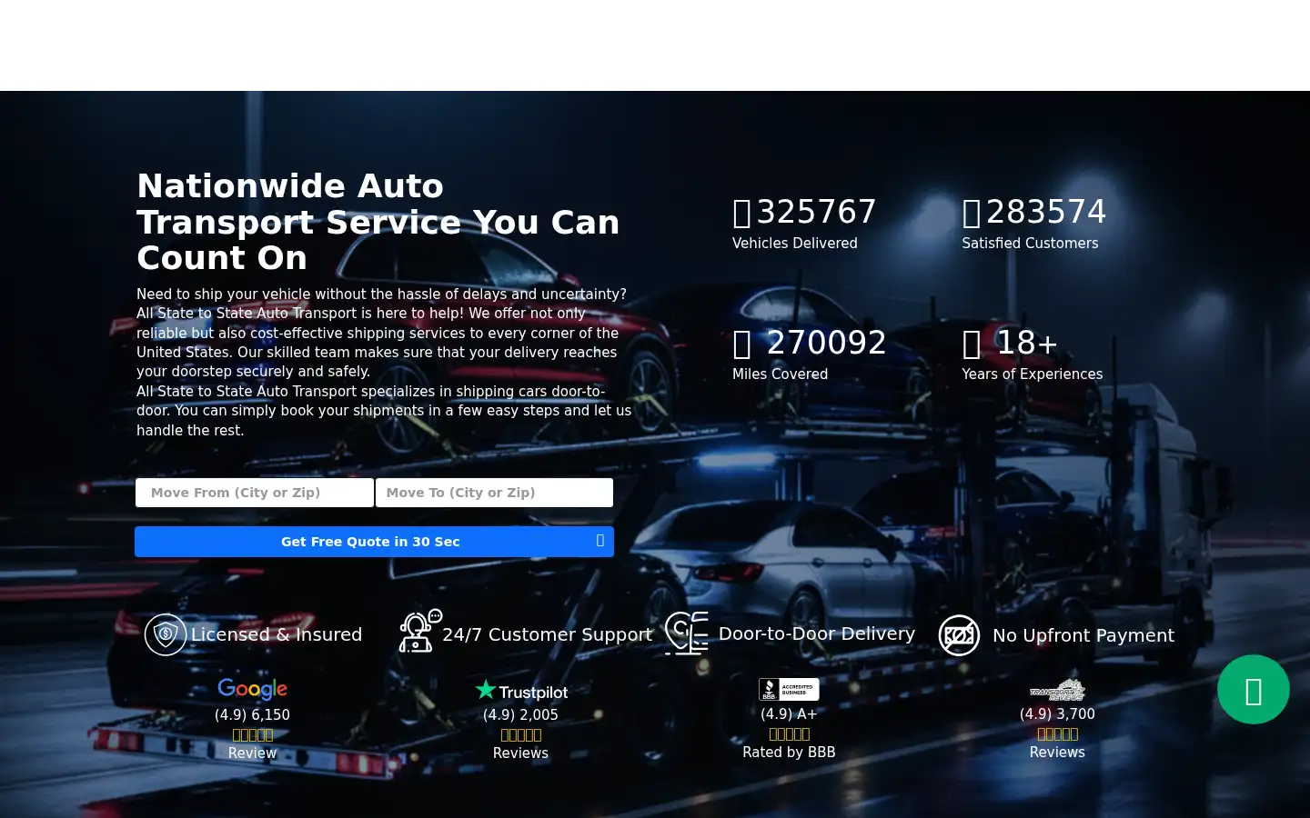 Screenshot of allstatetostateautotransport.com