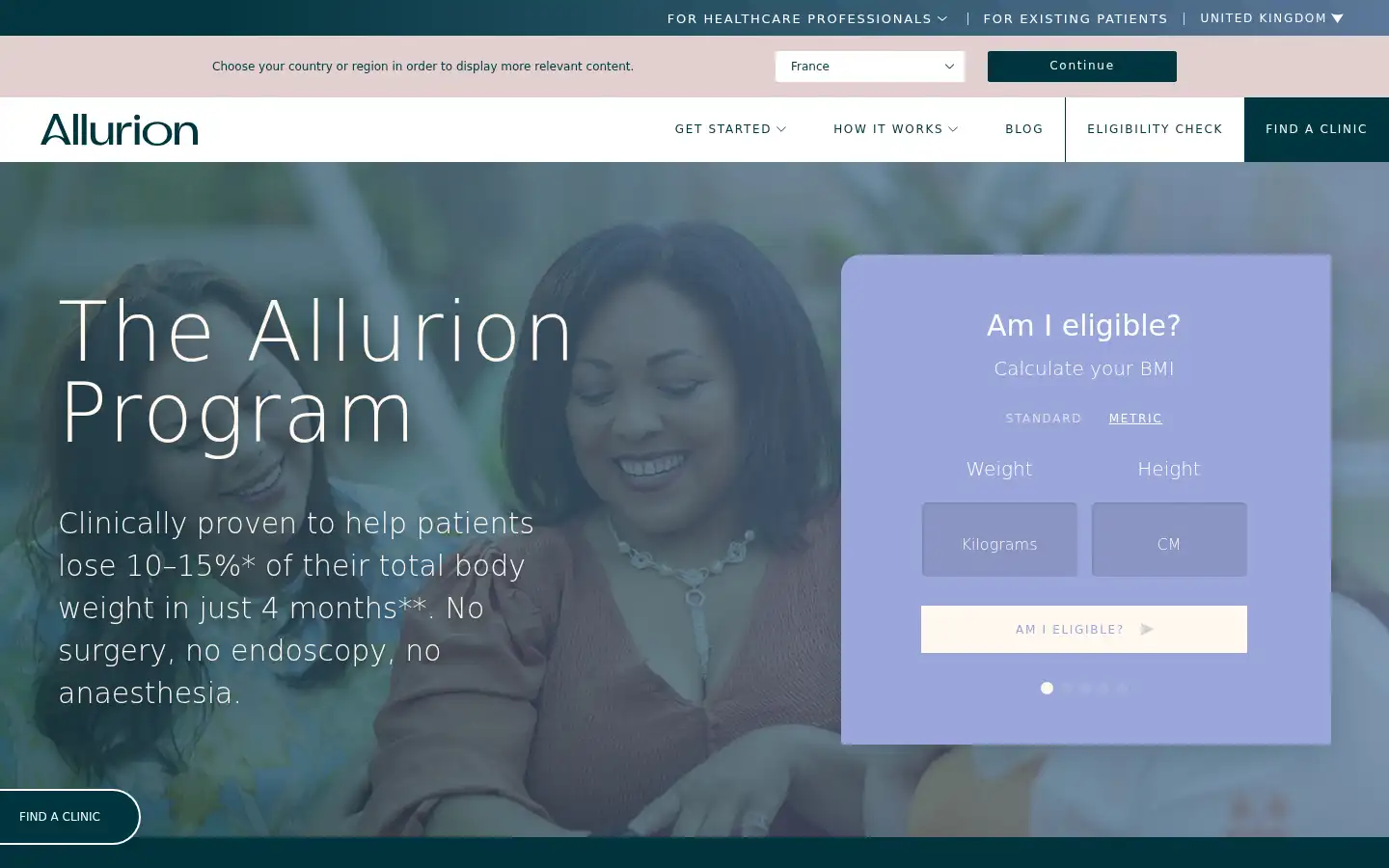 Screenshot of allurion.com