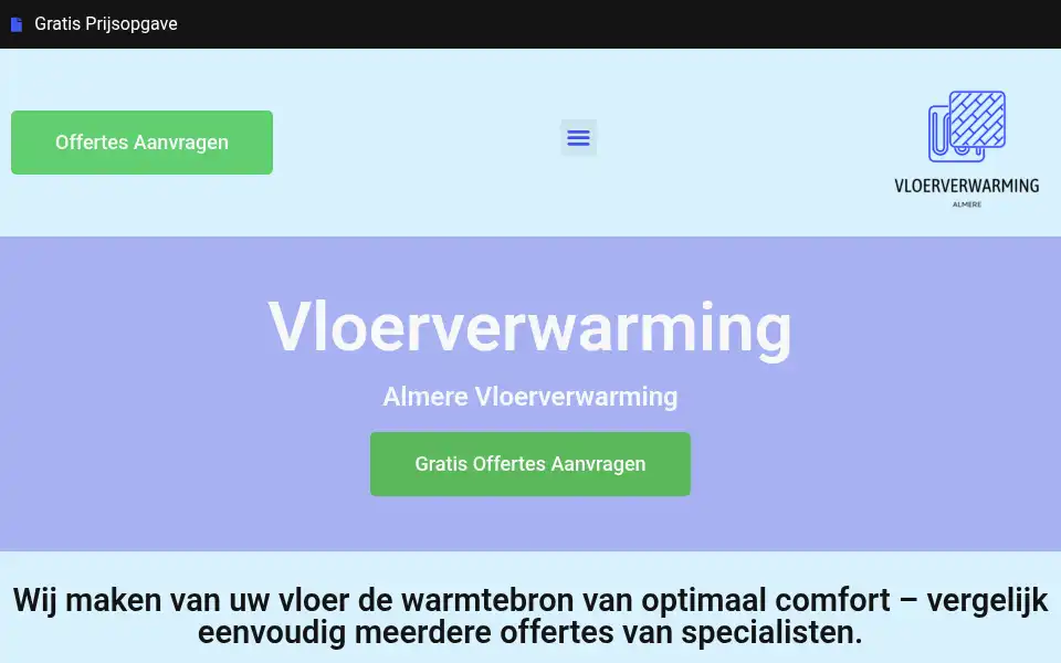 Screenshot of almerevloerverwarming.com