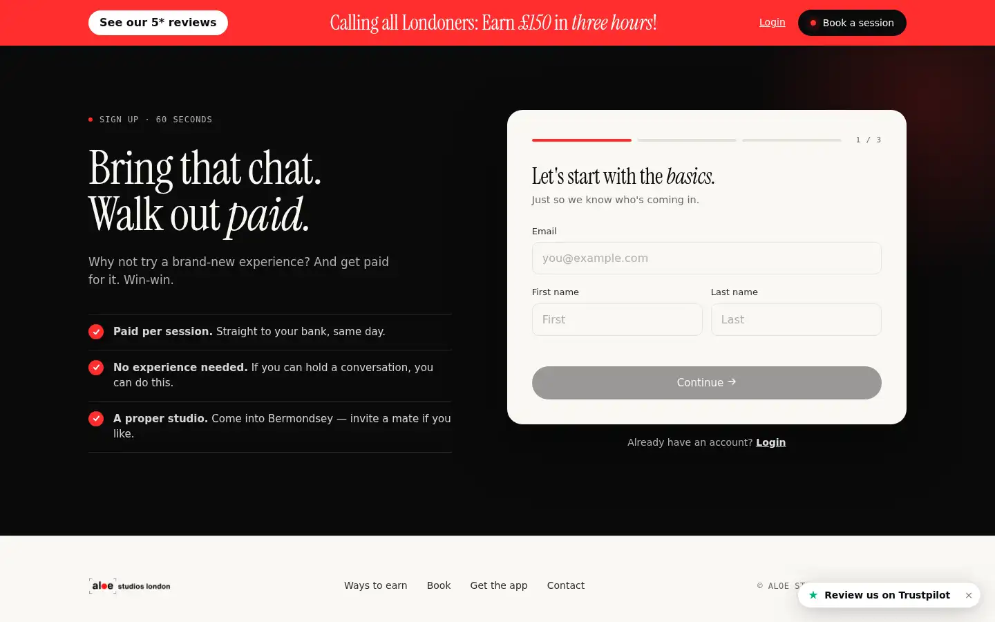 Screenshot of aloestudioslondon.com