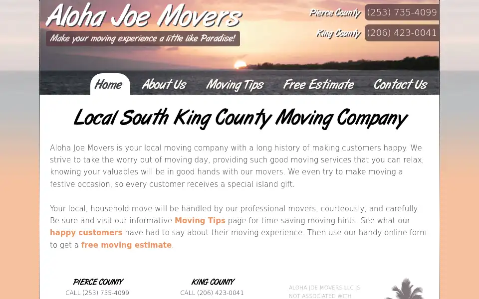 Screenshot of alohajoemovers.com