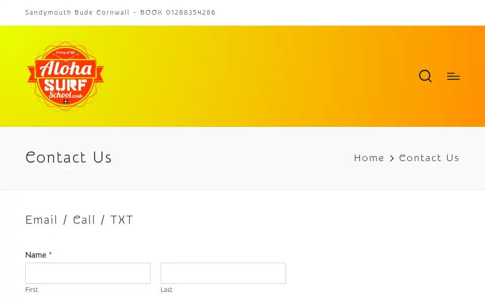 Screenshot of alohasurfschool.co.uk