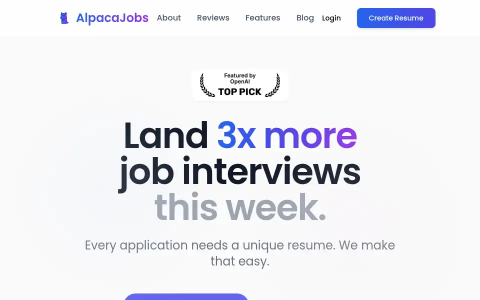 Screenshot of alpacajobs.ai