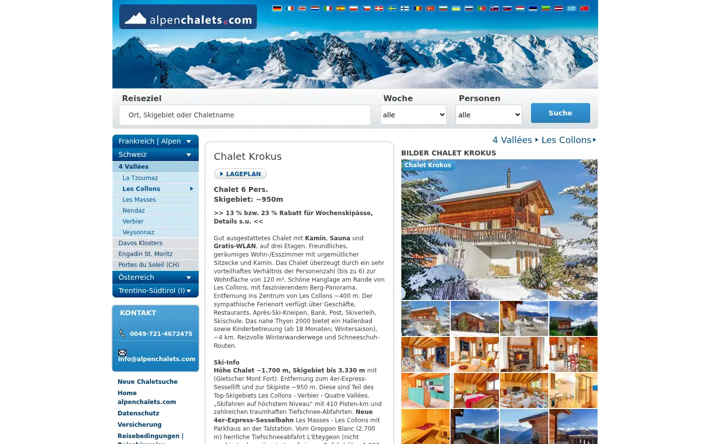 Screenshot of alpenchalets.com