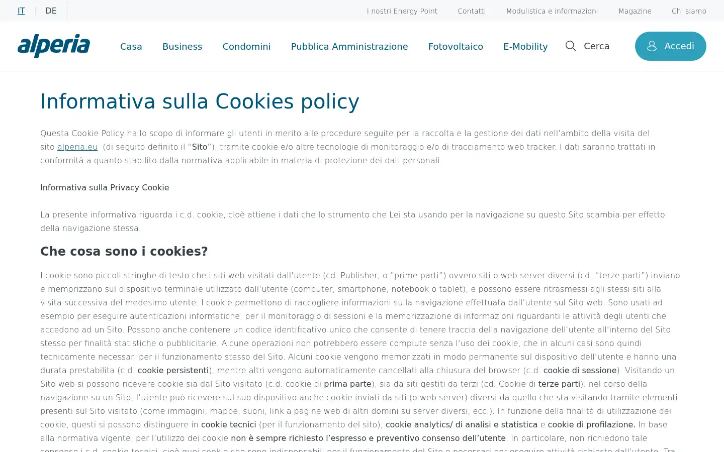 Screenshot of alperia.eu