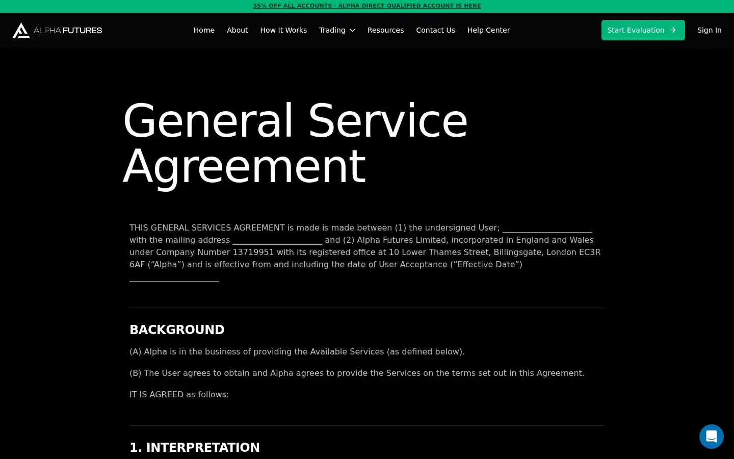 Screenshot of alpha-futures.com