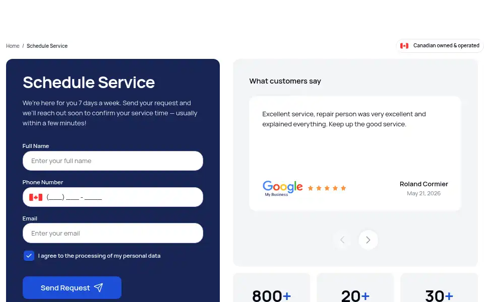 Screenshot of alphaappliance.ca