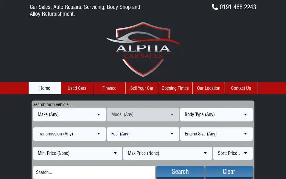Screenshot of alphacarsales.co.uk