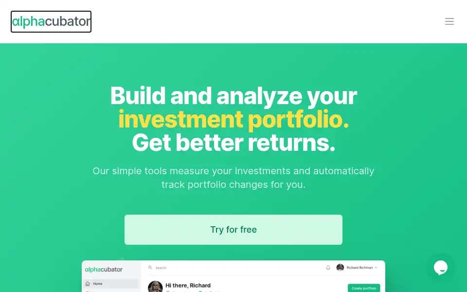 Screenshot of alphacubator.com