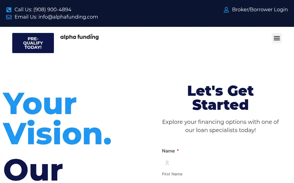 Screenshot of alphafunding.com