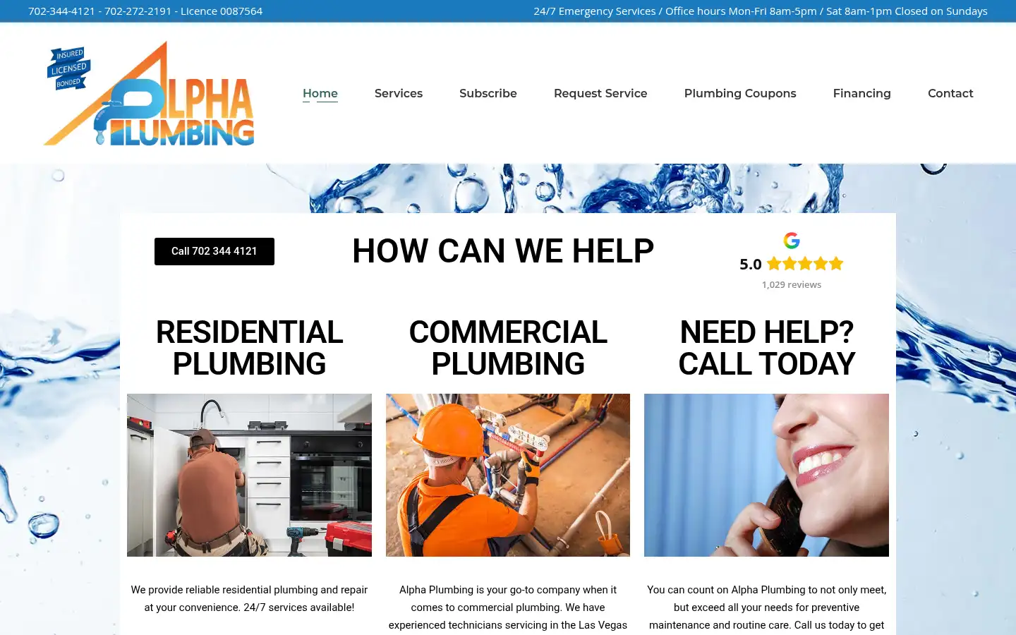 Screenshot of alphaplumbingnv.com