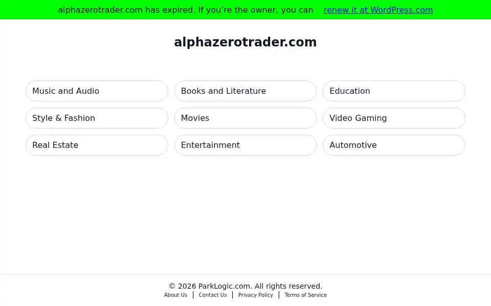 Screenshot of alphazerotrader.com