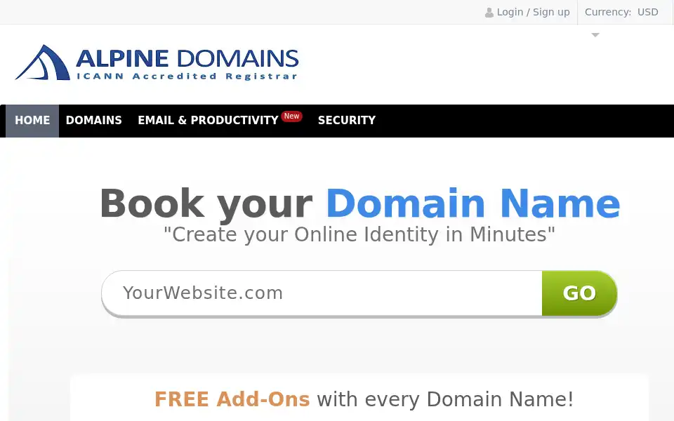 Screenshot of alpinedomains.com