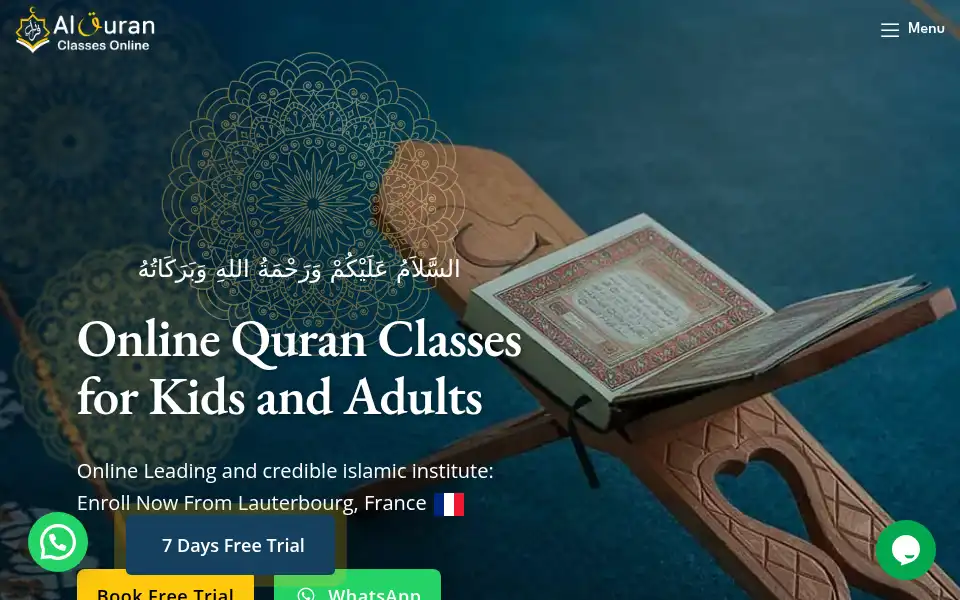 Screenshot of alquranclassesonline.com