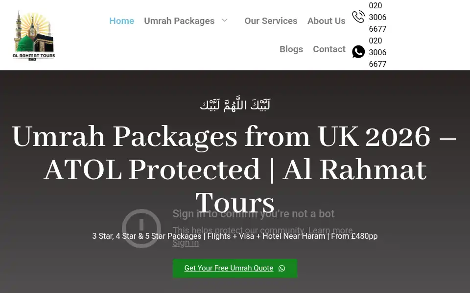 Screenshot of alrahmattours.co.uk