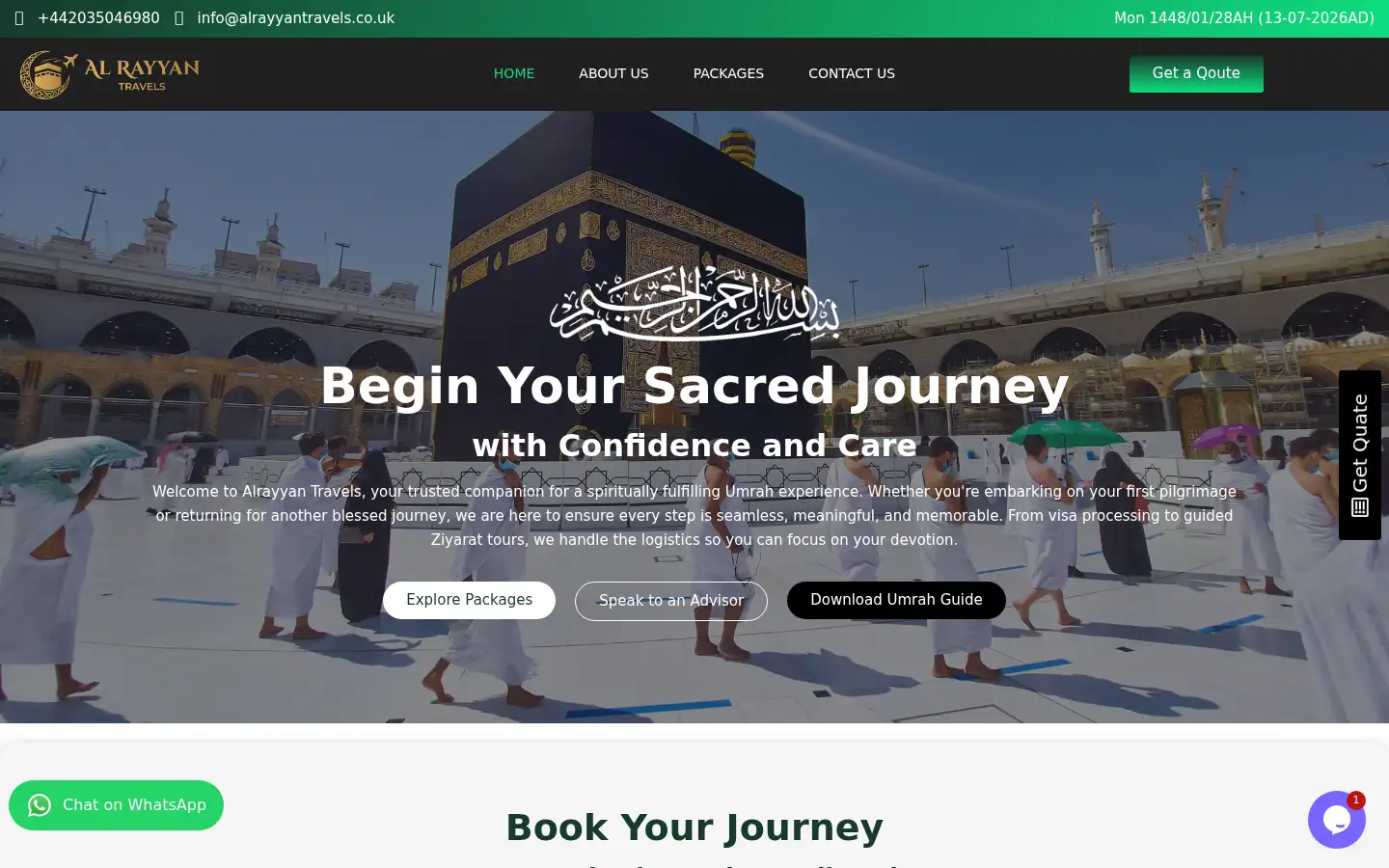Screenshot of alrayyantravels.co.uk