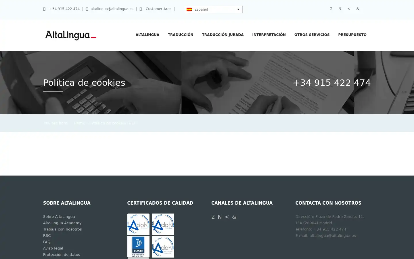 Screenshot of altalingua.es