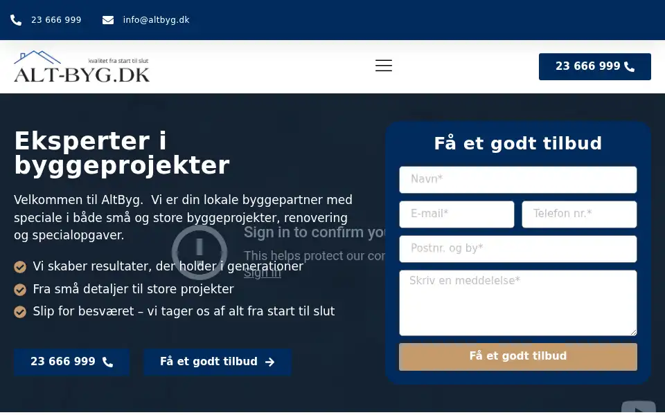 Screenshot of altbyg.dk