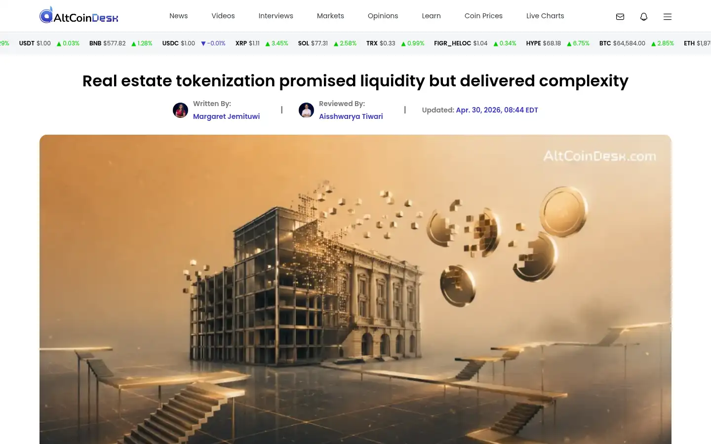 Screenshot of altcoindesk.com
