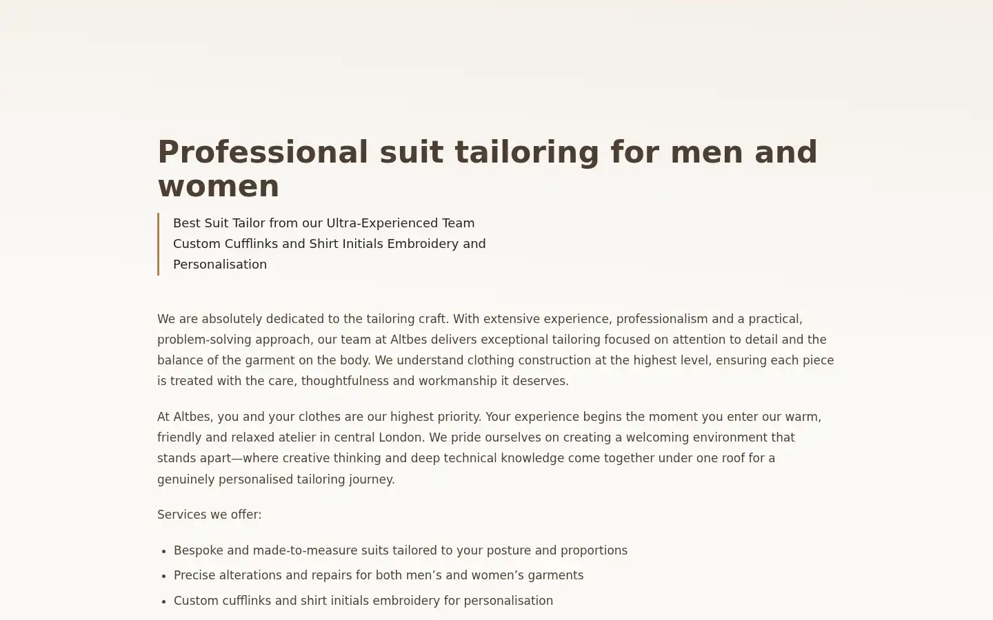 Screenshot of alterationsandbespoke.com