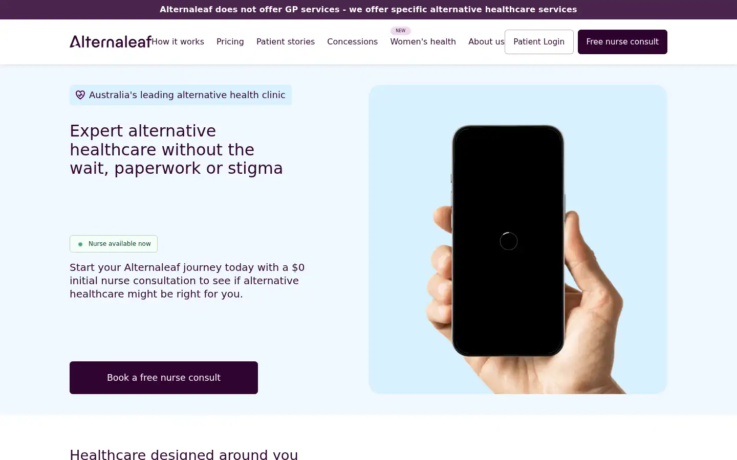 Screenshot of alternaleaf.com.au
