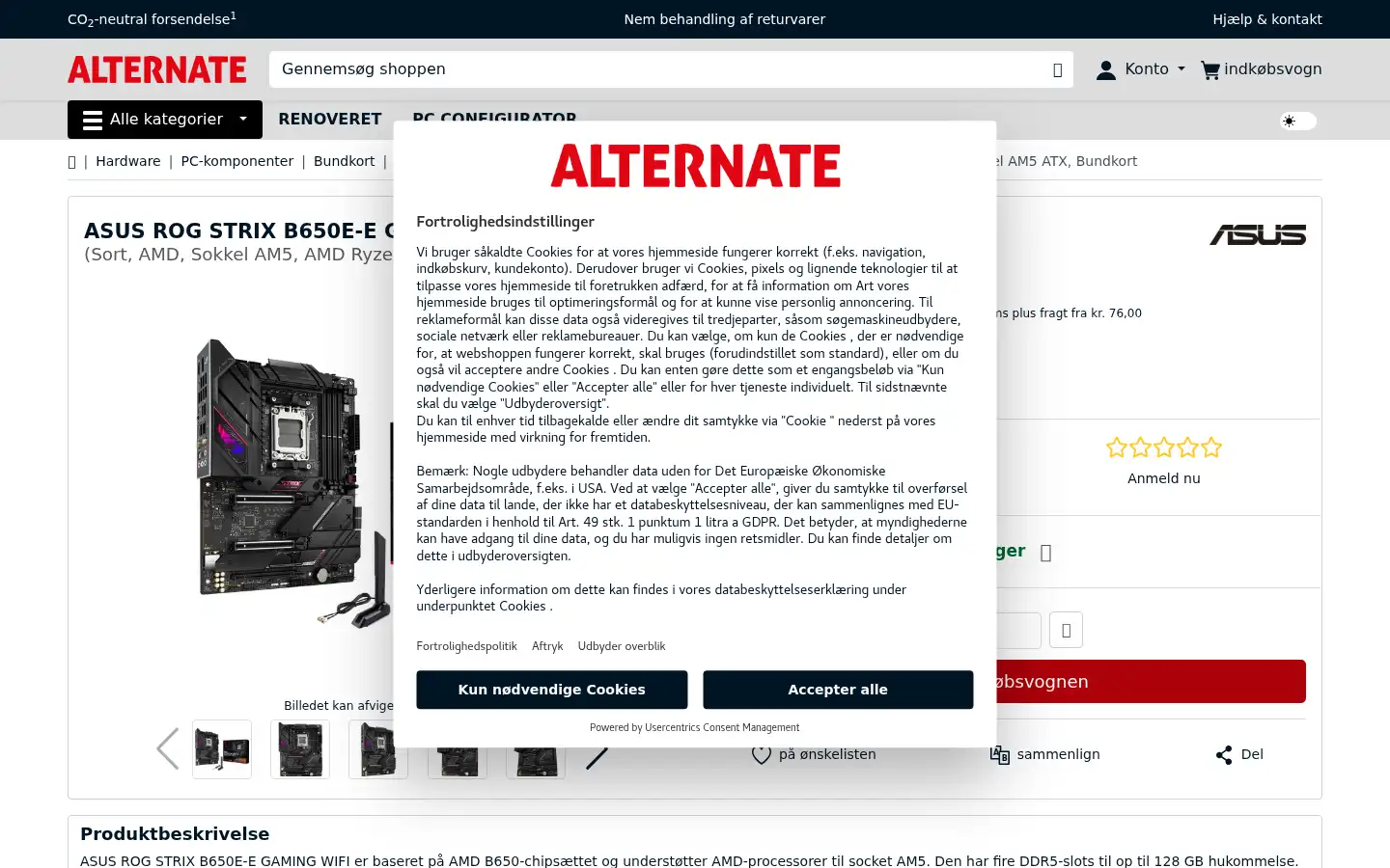 Screenshot of alternate.dk